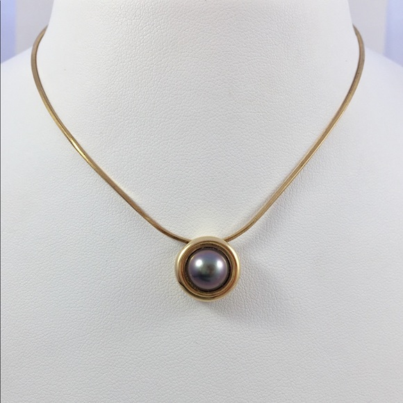 Fine Jewelry Jewelry - NWT 14kt YG necklace, heavy Tahitian pearl pendant